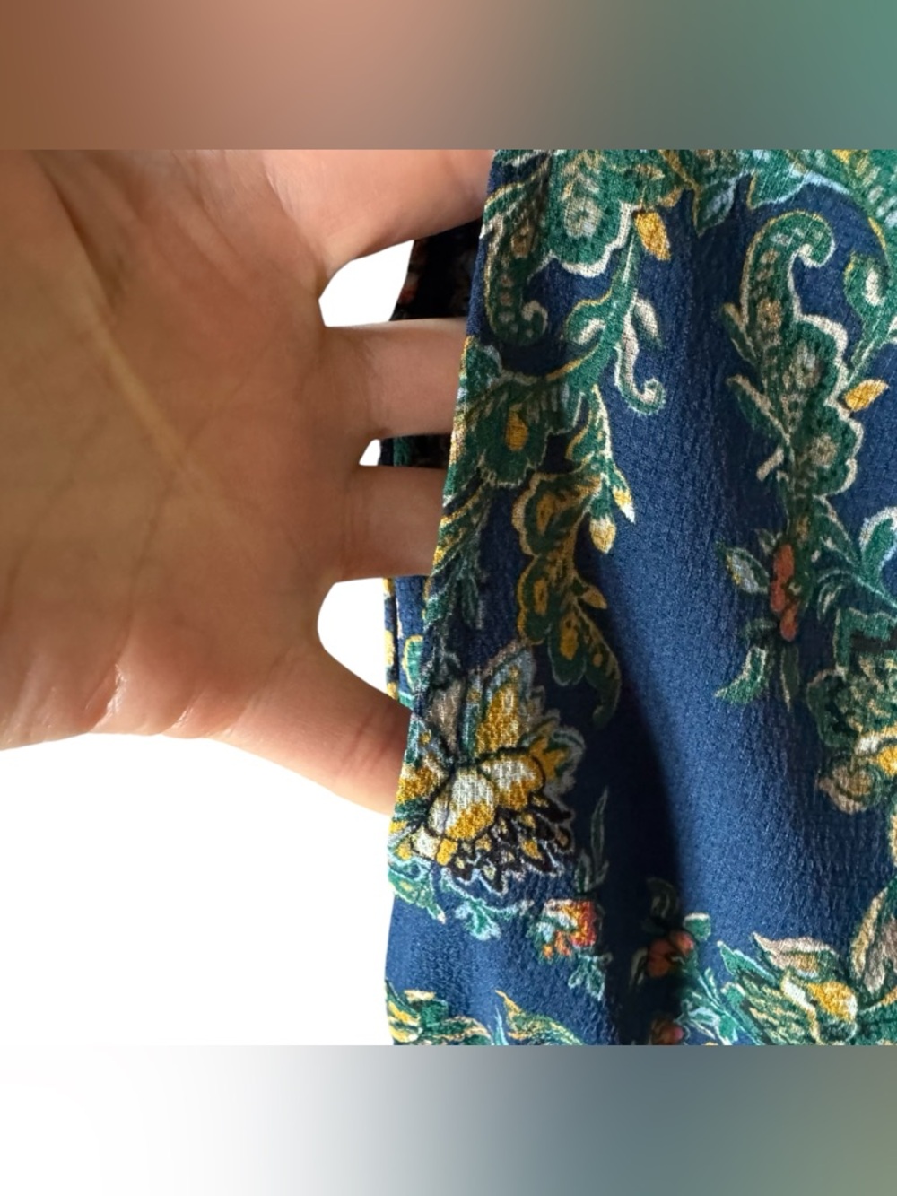 Max Studio Navy Boho Floral V-Neck Maxi Dress Empire Waist Balloon Sleeve M NWT - Picture 5 of 11